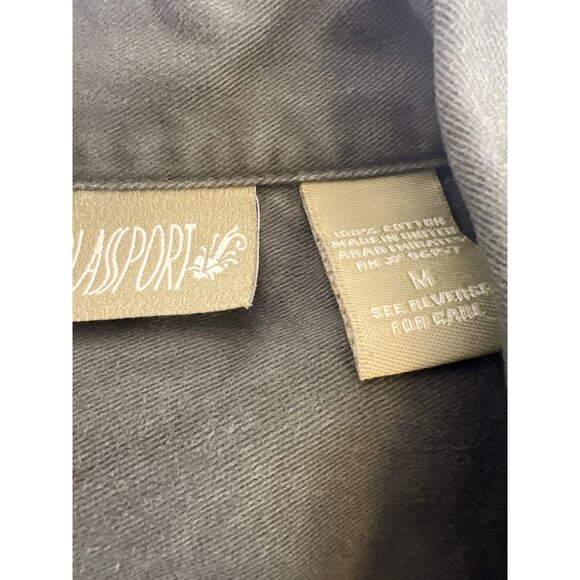 Vintage Blasport Olive Green Denim Jacket Womens Medium 100% Cotton Button-Front - Picture 6 of 6